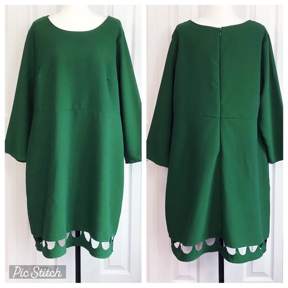 C'est Nous by Shoshanna 2X Green Cutout Hem Detail Mini Dress - Picture 1 of 16